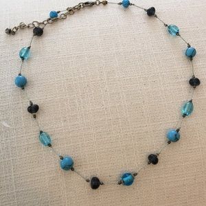 Talbots knotted turquoise beaded necklace